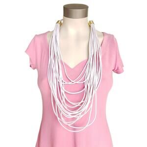 AREA STARS Susanna multi strand rope cord layered statement necklace white NEW